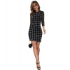 Dropship Women's Polyester Solid High Neck Full Sleeve Dress (Black)