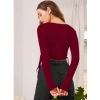 Women's Polyester Solid Round Neck Full Sleeve Top (Maroon)