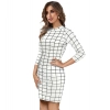 Dropship Women's Polyester Solid High Neck Full Sleeve Dress (White)