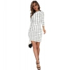 Dropship Women's Polyester Solid High Neck Full Sleeve Dress (White)