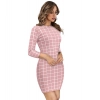 Dropship Women's Polyester Solid High Neck Full Sleeve Dress (Peach)