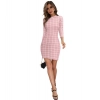 Dropship Women's Polyester Solid High Neck Full Sleeve Dress (Peach)