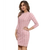 Dropship Women's Polyester Solid High Neck Full Sleeve Dress (Peach)