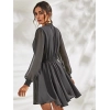 Dropship Women's Fox Georgette Solid High Neck Full Sleeve Dress (Grey)