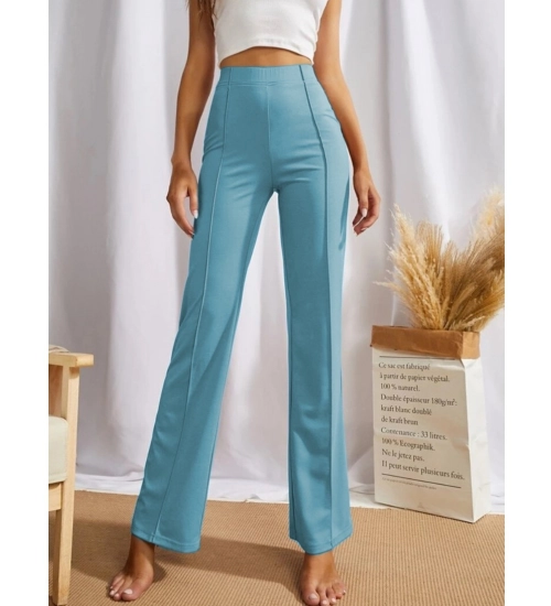 Women's Polyester Solid Regular Fit Pant (Pista)