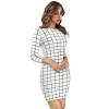 Dropship Women's Polyester Solid High Neck Full Sleeve Dress (White)