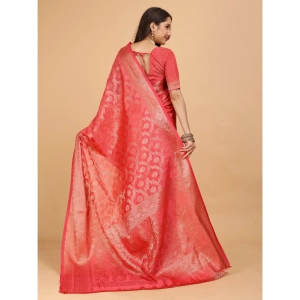 Generic Women's Organza Woven Saree With Unstitched Blouse (Magenta, 5.5Mtrs)