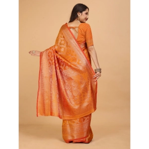 Generic Women's Organza Woven Saree With Unstitched Blouse (Mustard, 5.5Mtrs)
