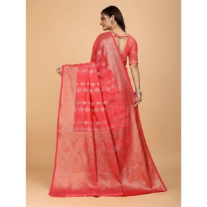 Generic Women's Organza Woven Saree With Unstitched Blouse (Beige, 5.5Mtrs)