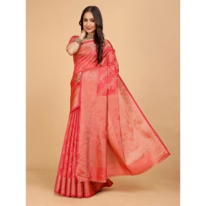 Generic Women's Organza Woven Saree With Unstitched Blouse (Beige, 5.5Mtrs)