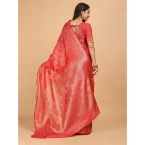 Generic Women's Organza Woven Saree With Unstitched Blouse (Beige, 5.5Mtrs)