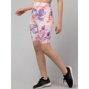 Generic Women's Polyester Spandex Printed Above Knee High Rise Slip On Shorts (Multicolor)