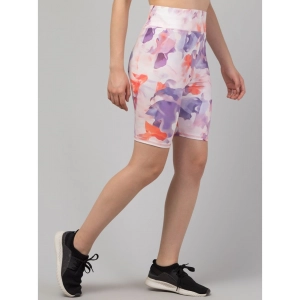 Generic Women's Polyester Spandex Printed Above Knee High Rise Slip On Shorts (Multicolor)