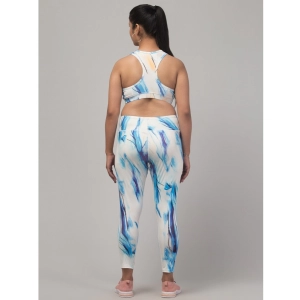 Generic Women's Polyester Spandex Printed Ankle Length High Rise Slip On Tights and Bra Set (SkyBlue)