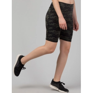 Generic Women's Polyester Spandex Printed Above Knee High Rise Slip On Shorts (Black)