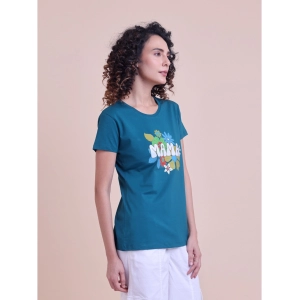 Generic Women's Casual Cotton Printed Half Sleeve Round Neck T-Shirt (BottelGreen)