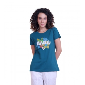 Generic Women's Casual Cotton Printed Half Sleeve Round Neck T-Shirt (BottelGreen)