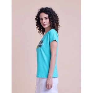 Generic Women's Casual Cotton Printed Half Sleeve Round Neck T-Shirt (Seagreen)