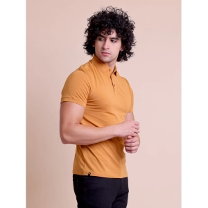 Generic Men's Casual Cotton Solid Half Sleeve Polo Neck T-Shirt (Brown)