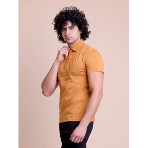 Generic Men's Casual Cotton Solid Half Sleeve Polo Neck T-Shirt (Brown)