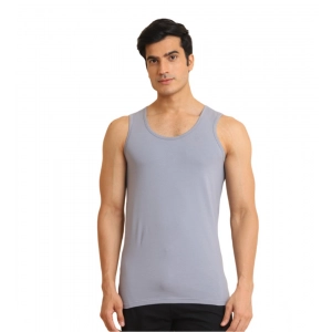 Generic Men's Casual Cotton Solid Round Neck Sleeveless Vest (Teegrey)