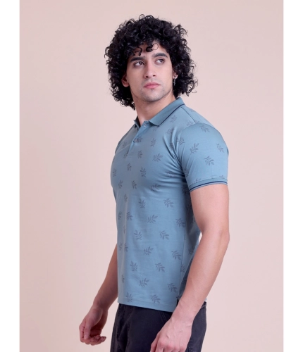 Men's Casual Cotton Printed Half Sleeve Round Neck T-Shirt (Green)