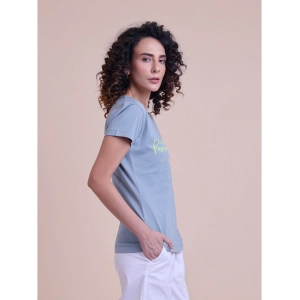 Generic Women's Casual Cotton Printed Half Sleeve Round Neck T-Shirt (Teegrey)