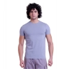 Men's Casual Cotton Solid Half Sleeve Round Neck T-Shirt (Purple)