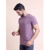 Men's Casual Cotton Solid Half Sleeve Round Neck T-Shirt (Berry)