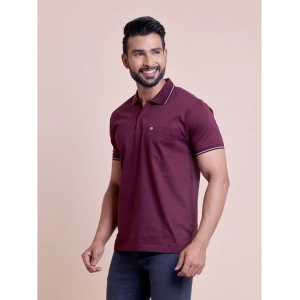 Generic Men's Casual Cotton Solid Half Sleeve Polo Neck T-Shirt (Wine)