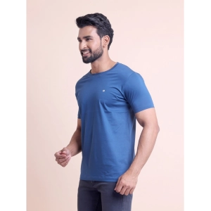 Generic Men's Casual Cotton Solid Half Sleeve Round Neck T-Shirt (Blue)