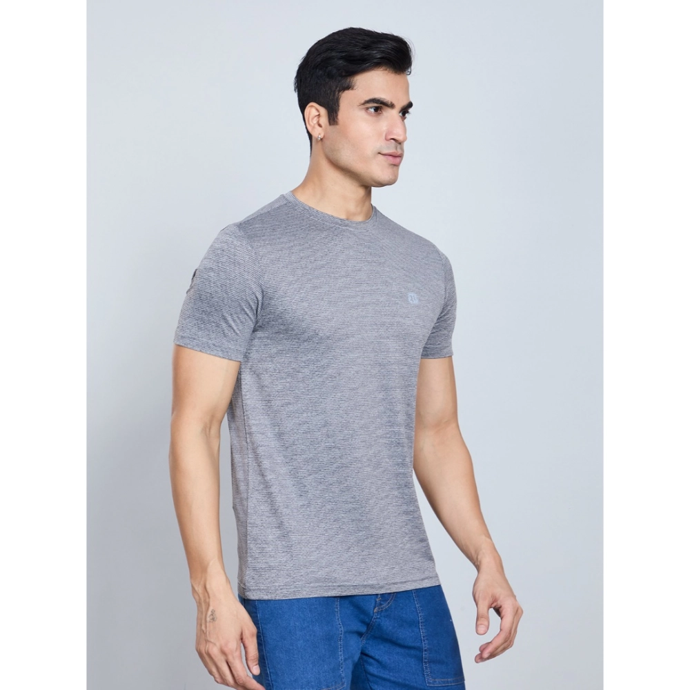 Men's Casual Nylon Solid Half Sleeve Round Neck T-Shirt (Black) Men's Casual Nylon Solid Half Sleeve Round Neck T-Shirt (Black)