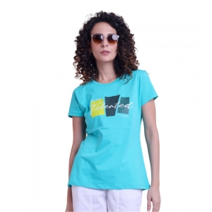 Generic Women's Casual Cotton Printed Half Sleeve Round Neck T-Shirt (Seagreen)