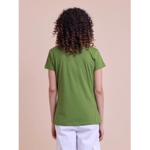 Generic Women's Casual Cotton Printed Half Sleeve Round Neck T-Shirt (Olive)