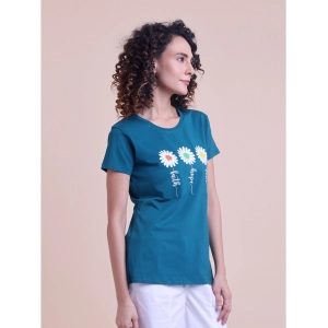 Generic Women's Casual Cotton Printed Half Sleeve Round Neck T-Shirt (BottelGreen)