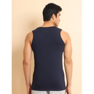 Generic Men's Casual Cotton Solid Round Neck Sleeveless Vest (Navy)