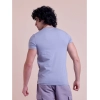 Men's Casual Cotton Solid Half Sleeve Round Neck T-Shirt (Purple)