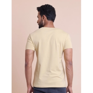 Generic Men's Casual Cotton Solid Half Sleeve V Neck T-Shirt (Beige)