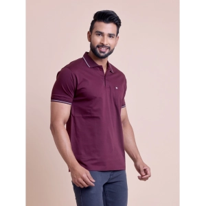Generic Men's Casual Cotton Solid Half Sleeve Polo Neck T-Shirt (Wine)