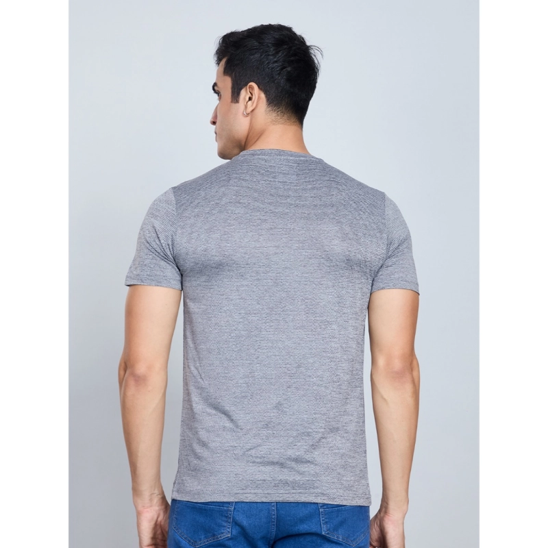 Men's Casual Nylon Solid Half Sleeve Round Neck T-Shirt (Black)