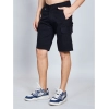 Men's Casual Cotton Solid Knee Length Cargo Shorts (Black)