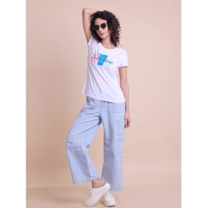 Generic Women's Casual Cotton Printed Half Sleeve Round Neck T-Shirt (White)