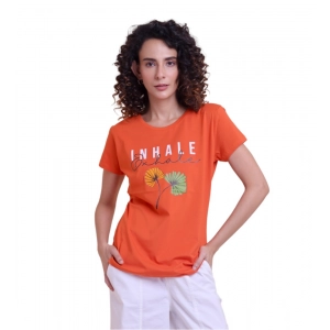 Generic Women's Casual Cotton Printed Half Sleeve Round Neck T-Shirt (Rust)