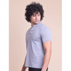 Generic Men's Casual Cotton Solid Half Sleeve Mandarin Collar T-Shirt (Teegrey)