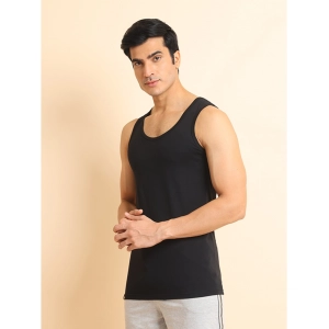 Generic Men's Casual Cotton Solid Round Neck Sleeveless Vest (Black)