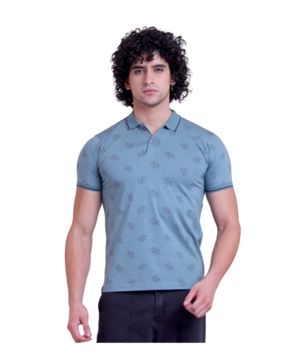 Men's Casual Cotton Printed Half Sleeve Round Neck T-Shirt (Green)