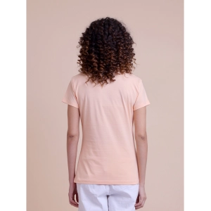Generic Women's Casual Cotton Printed Half Sleeve Round Neck T-Shirt (Peach)