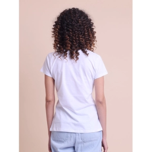 Generic Women's Casual Cotton Printed Half Sleeve Round Neck T-Shirt (White)