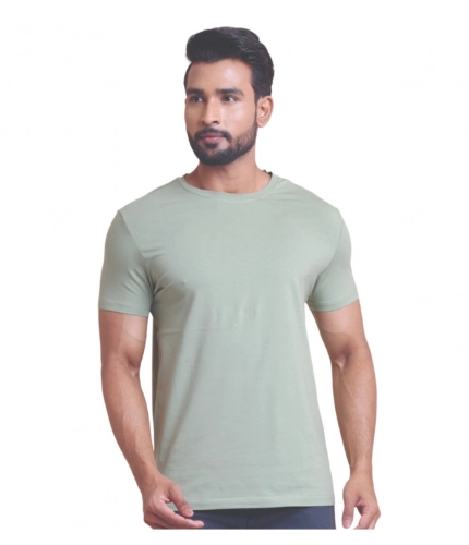 Men's Casual Cotton Solid Half Sleeve Round Neck T-Shirt (Newsage)