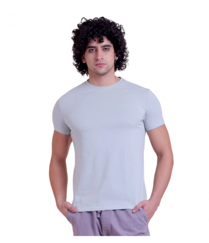 Men's Casual Cotton Solid Half Sleeve Round Neck T-Shirt (Grey)